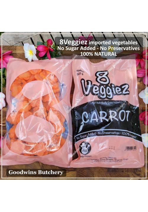 8Veggiez frozen vegetable IQF PLUM CARROTS - WORTEL KEMBANG 500g 8 Veggiez